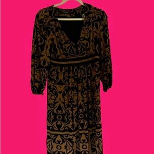 Nine West Black & Brown Baroque Midi Dress – Size 4